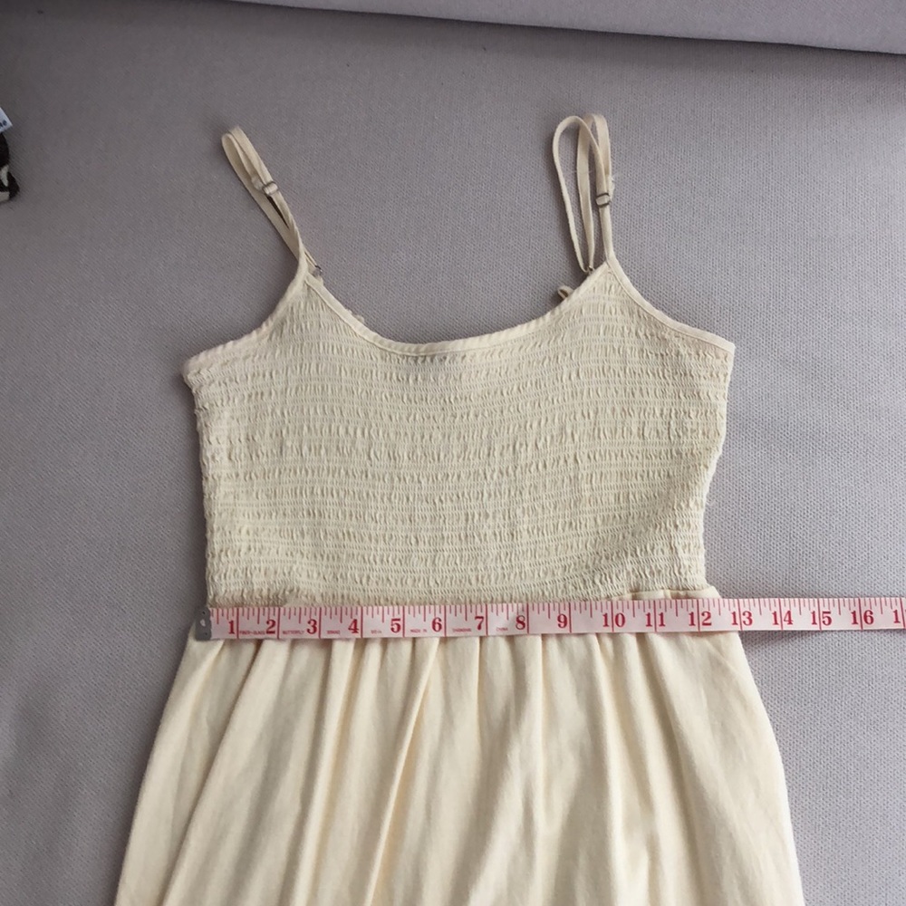 BRANDY MELVILLE PALE YELLIW SMOCKED TOP COTTON LINED DRESS OS - Picture 8 of 9
